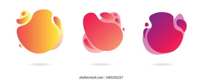 Set of abstract gradient modern graphic elements. Banners with flowing liquid shapes. Logo, flyer, presentation, invitation, card template. Vector illustration.