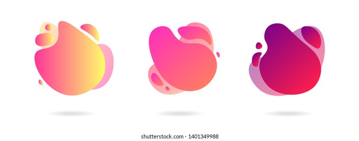 Set of abstract gradient modern graphic elements. Banners with flowing liquid shapes. Logo, flyer, presentation, invitation, card template. Vector illustration.