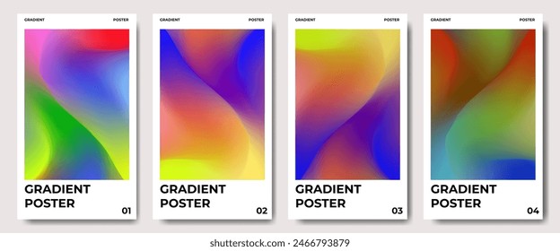 Set of abstract gradient poster with modern style