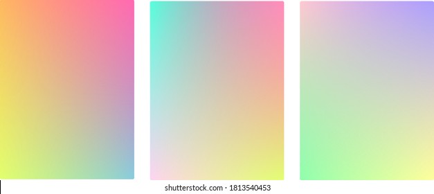 Set of abstract gradient soft colorful vectors. Vertical pastel colors banner design, three simple colorful vectors design. Warm creative modern hipster colors backdrops