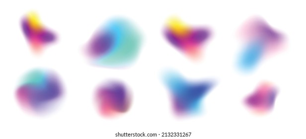 Set of abstract gradient vector. Colorful graphic form in modern style with different organic shapes and dynamical color. Fluid gradient elements perfect for presentation, business, media, banner.