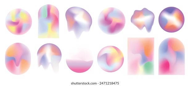 Set of abstract gradient vector. Colorful graphic form in modern style with different organic shapes and dynamical color. Fluid gradient elements perfect for presentation, business, media, banner.