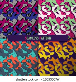 Set with abstract graffiti style seamless urban patterns.