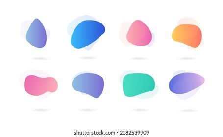 Set of abstract graphic design elements. gradient colored forms. Flowing liquid stains.
