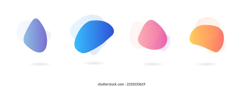 Set of abstract graphic design elements. gradient colored forms. Flowing liquid stains.	