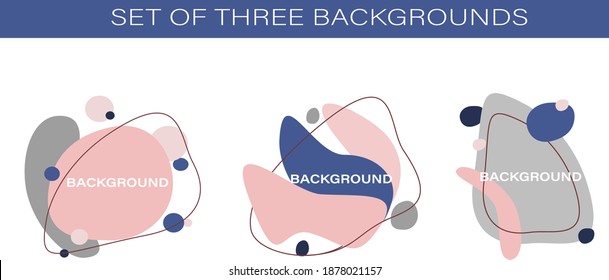 Set of Abstract graphic element banners and  backgrounds  with hand drawn shapes and lines and fonts . Memphis style.soft colored.Template for logo design, flyer or presentation. Vector.