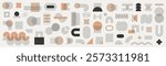 Set of abstract graphic element. Geometric shapes. Memphis design, sticker pack, y2k,  aesthetics, brutalism, retro elements, vintage. Vector illustration with wavy and zig zag elements.