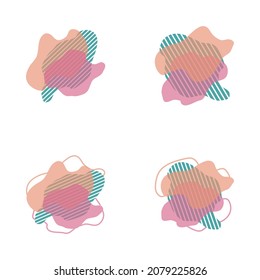 Set of abstract graphic elements. Colored forms and line with flowing liquid shapes. Simple flat vector illustration for web site or mobile app.