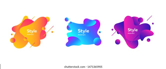 Conjunto de elementos gráficos abstratos. Linhas e formas coloridas dinâmicas. Banners abstratos gradientes com formas líquidas fluidas. Modelo para logotipo, folheto, apresentação