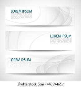 Set abstract gray smooth curve lines background advertising banner.Abstract header gray wave white vector design