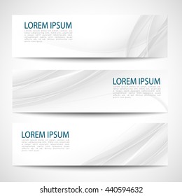 Set abstract gray smooth curve lines background advertising banner.Abstract header gray wave white vector design