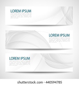 Set abstract gray smooth curve lines background advertising banner.Abstract header gray wave white vector design
