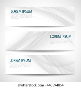Set abstract gray smooth curve lines background advertising banner.Abstract header gray wave white vector design