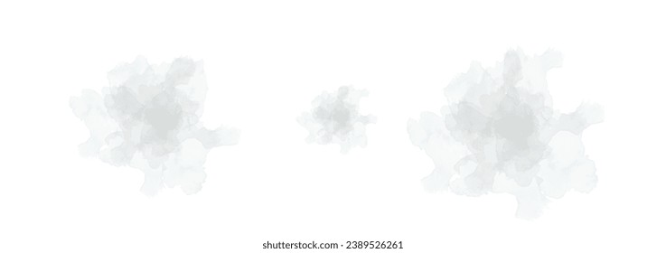 Set of abstract grayish cyan watercolor water splash on a white background. Vector watercolour texture in salad color. Ink paint brush stain. Grayish cyan splatters spot. Watercolor pastel splash