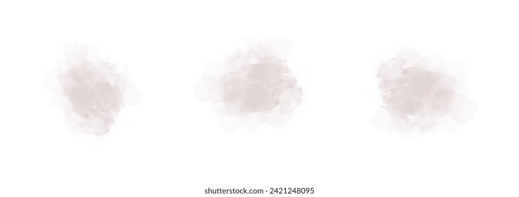 Set of abstract grayish red watercolor water splash on a white background. Vector watercolour texture in salad color. Ink paint brush stain. Grayish red splatters spot. Watercolor pastel splash