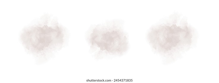 Set of abstract grayish red watercolor water splash on a white background. Vector watercolour texture in salad color. Ink paint brush stain. Grayish red splatters spot. Watercolor pastel splash