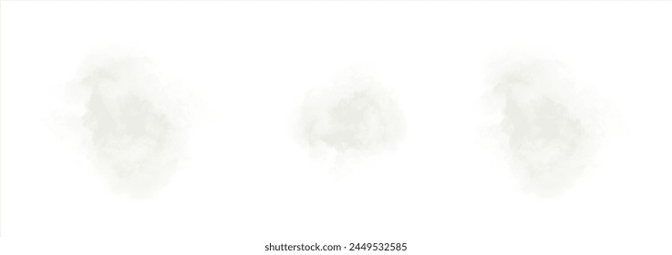 Set of abstract grayish yellow watercolor water splash on a white background. Vector watercolour texture in salad color. Ink paint brush stain. Grayish yellow splatters spot. Watercolor pastel splash