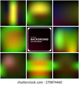Set of abstract green backgrounds blurry