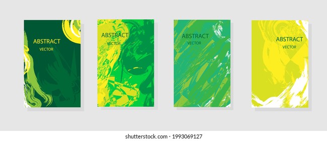 Set of abstract green backgrounds. Minimalist templates