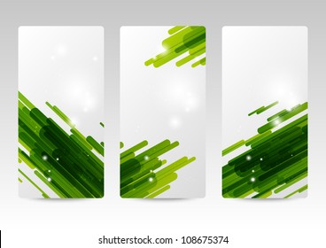 Set of abstract green banners