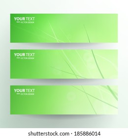 Set Of Abstract Green Banners