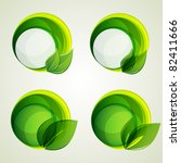 set of abstract green banners with leaf. Vector elements for design.