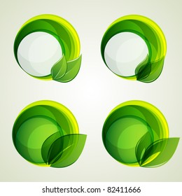 conjunto de banners verdes abstratos com folha. Elementos vetoriais para design.