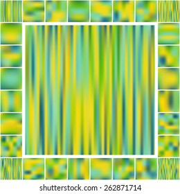 Set of abstract green and blue blurred background created with mesh