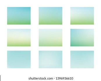 Set of Abstract green blurred gradient background. Green and blue blurred gradient mesh background