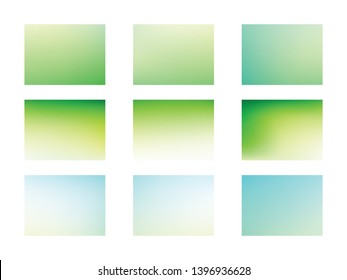 Set of Abstract green blurred gradient background. Green and blue blurred gradient mesh background