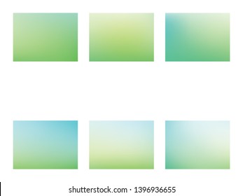 Set of Abstract green blurred gradient background. Green and blue blurred gradient mesh background