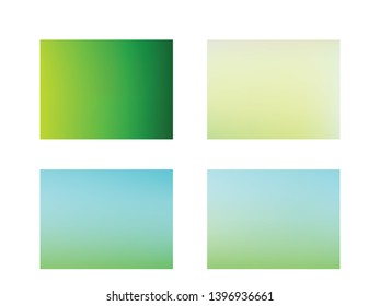 Set of Abstract green blurred gradient background. Green and blue blurred gradient mesh background