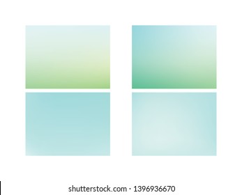 Set of Abstract green blurred gradient background. Green and blue blurred gradient mesh background