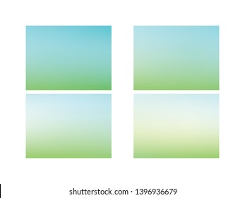 Set of Abstract green blurred gradient background. Green and blue blurred gradient mesh background