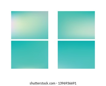 Set of Abstract green blurred gradient background. Green and blue blurred gradient mesh background