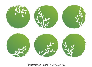 Establecer círculos verdes abstractos con hojas de bifurcación para la cuenta arte fondo historia destapar cubiertas de iconos.El logo de Circle resalta historias de medios sociales.Diseño elegante elemento belleza,Cobertura de bloggers.Vector