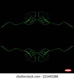 set of abstract green line with maple leaf vector