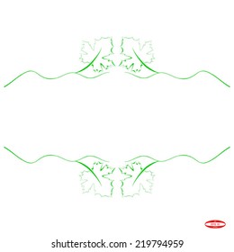 set of abstract green line on white background with maple leaf vector