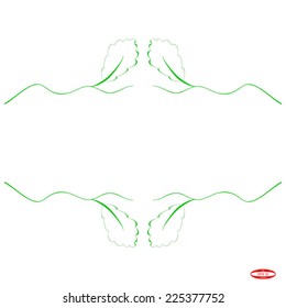 set of abstract green line on white background with oak leaf vector