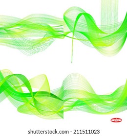 set of abstract green line yellow wave pistachio band on white background vector