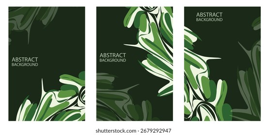 set of abstract Green shape natural poster background .eps