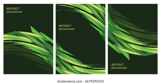 Conjunto de diseño de fondo de póster de belleza natural de forma verde abstracto.eps