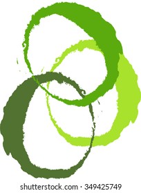 Set of abstract green tea or citrus juice round spots. Vector illustration.