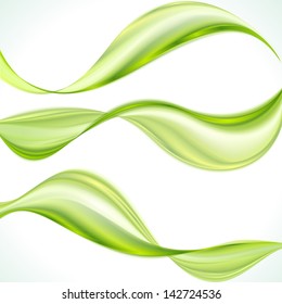 Set Of Abstract Green Wave