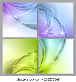 Set of Abstract green wave vector backgrounds