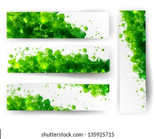 Set of abstract green and white backgrounds. Vector illustration with greenery color