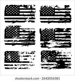 Set of abstract Grunge American flag. distressed USA flag. Vintage American flag