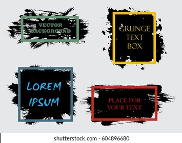 Set of abstract grunge artistic element. Modern frame background for text, phrase, elements. Vector texture for design  posters, business cards, postcards, labels, text and inscriptions. Vintage form.