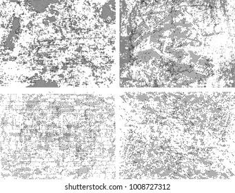 Set of abstract grunge background with halftone dots. Distressed texture. Vector illustration.