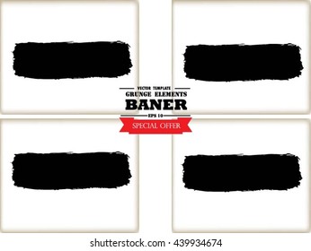 Set of Abstract grunge banner for design use. Black grunge banner. Vector illustration.